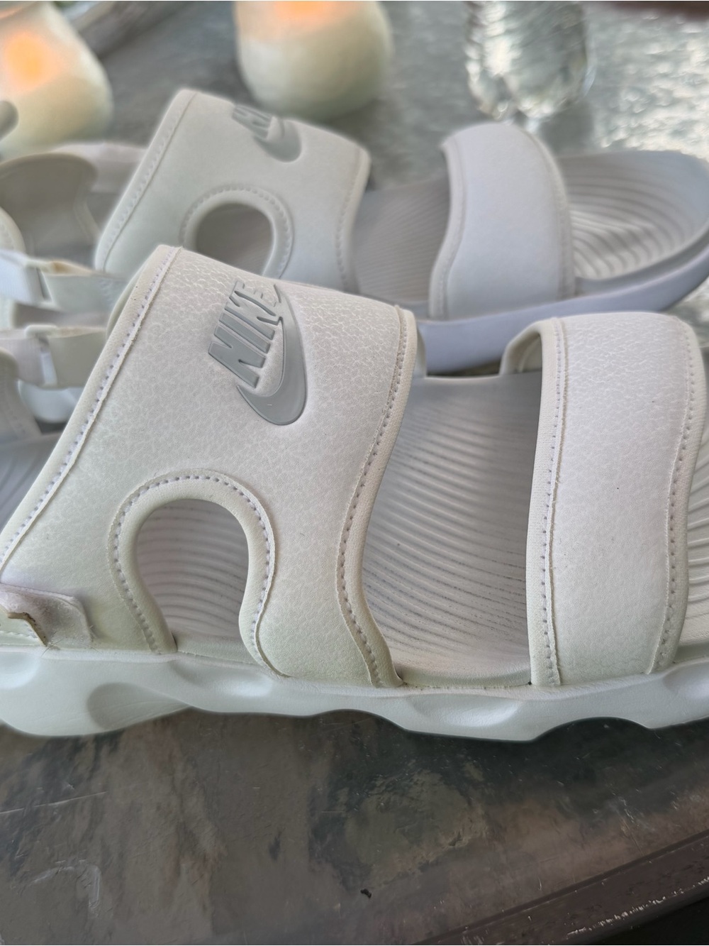 Nike White Women's Athletic Slide Sandals - Picture 2 of 16